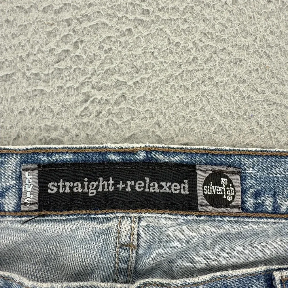 Levis SilverTab Mens 34x32 Straight Relaxed Light Wash Blue Jeans Baggy Denim